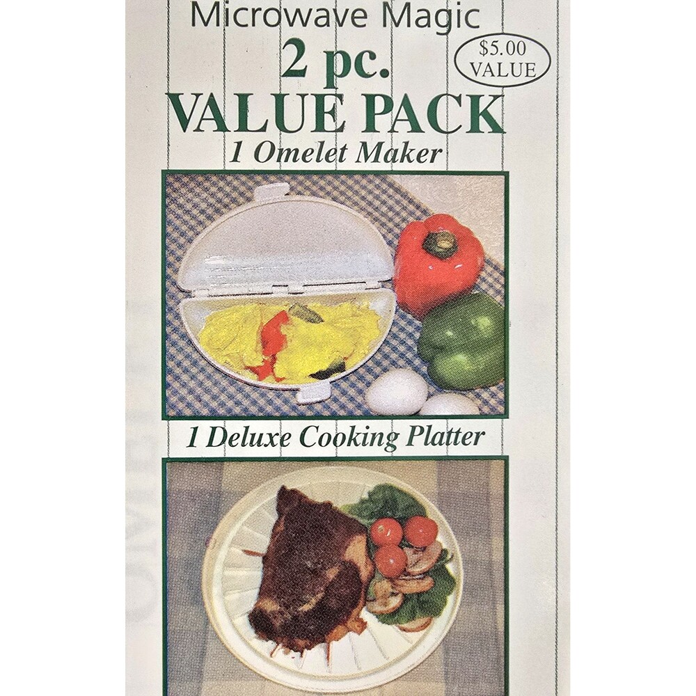Microwave Magic 2pc Omelet Maker & Deluxe Cooking Platter Microwave Cookware